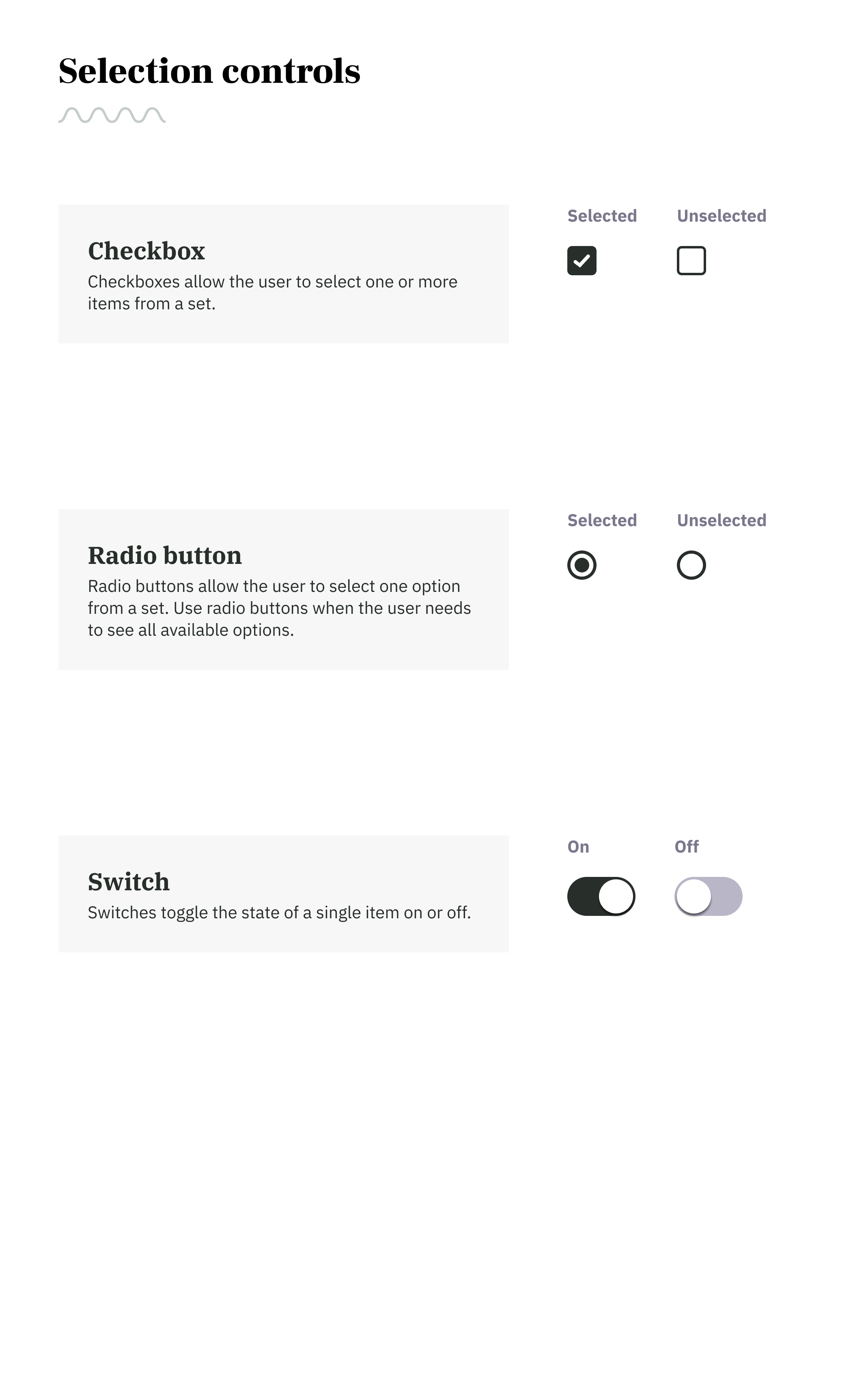 Selection Controls